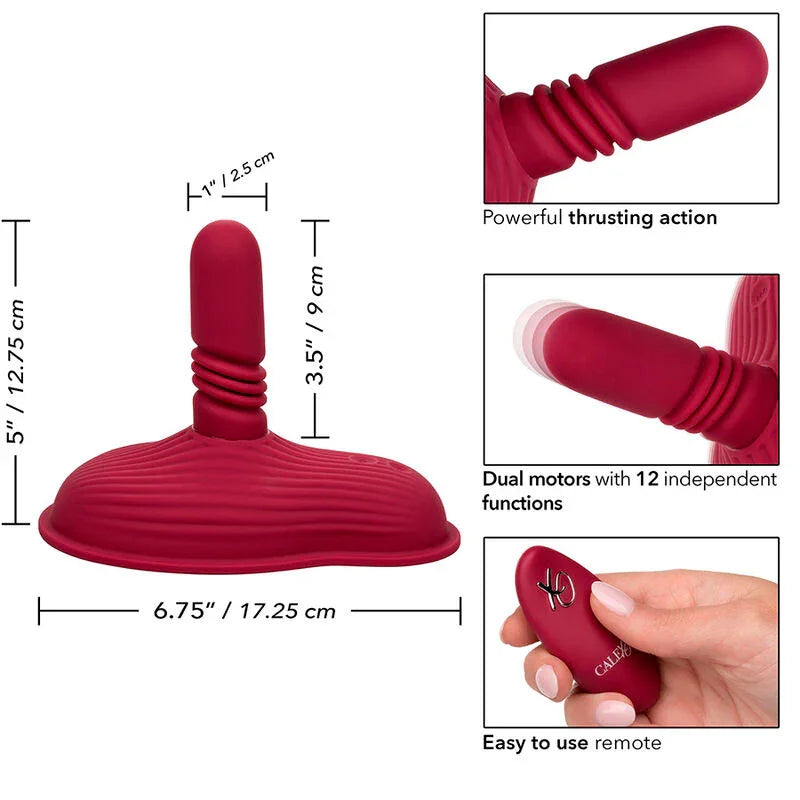 CALEXOTICS - RIDER MASAJEADOR DOBLE MOTOR CONTROL REMOTO ROJO - Nuvica