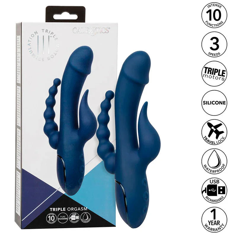 CALEXOTICS - VIBRADOR TRIPLE ORGASM AZUL - Nuvica