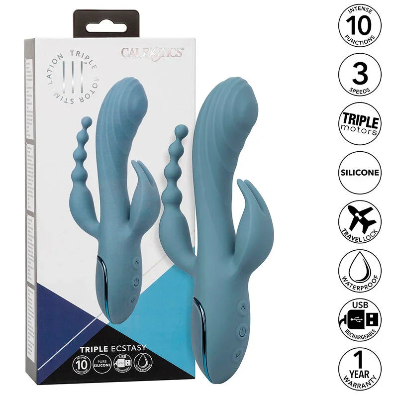 CALEXOTICS - VIBRADOR TRIPLE ÉXTASIS GRIS - Nuvica