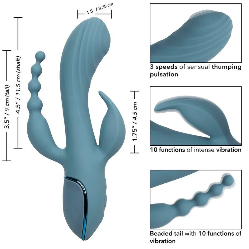 CALEXOTICS - VIBRADOR TRIPLE ÉXTASIS GRIS - Nuvica