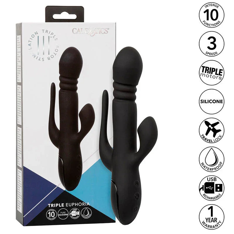CALEXOTICS - VIBRADOR TRIPLE EUPHORIA NEGRO - Nuvica