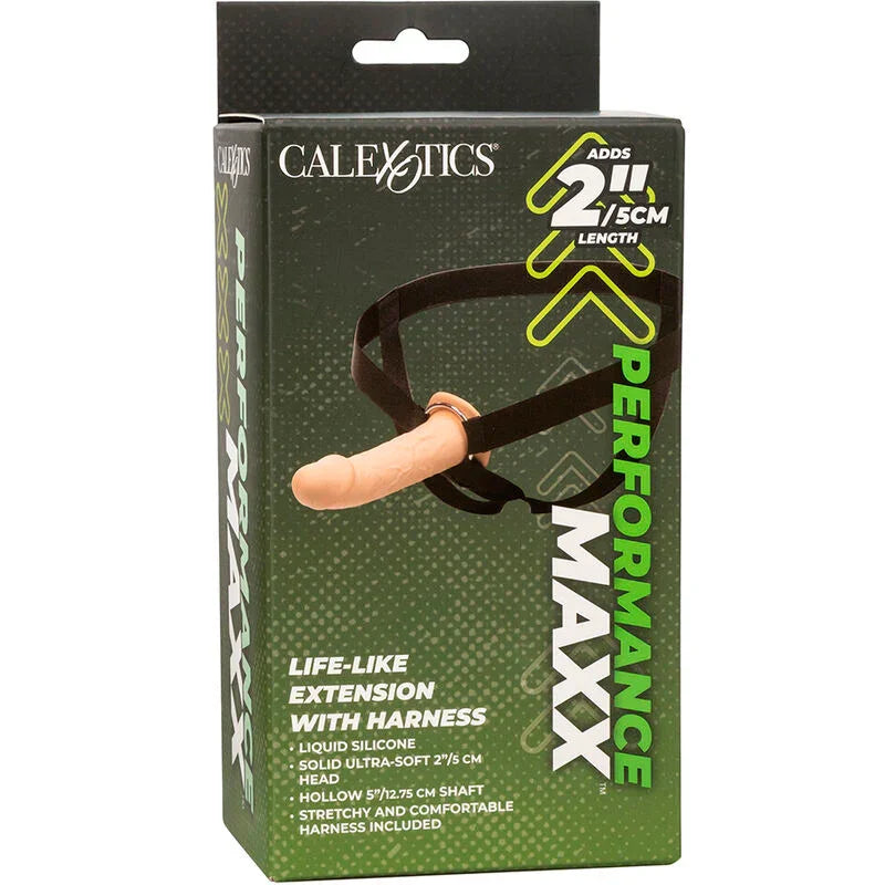CALEXOTICS - PERFORMANCE MAXX EXTENSIÓN REALISTA CON ARNÉS PIEL CLARO - Nuvica