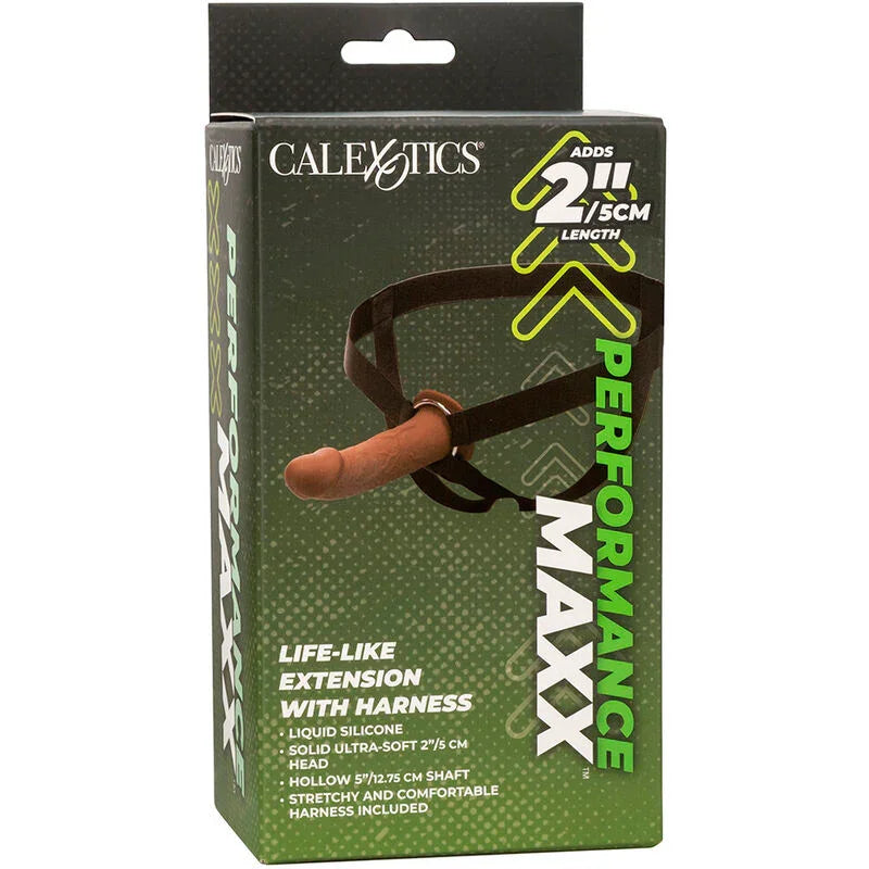 CALEXOTICS - PERFORMANCE MAXX EXTENSIÓN REALISTA CON ARNÉS PIEL MORENO - Nuvica