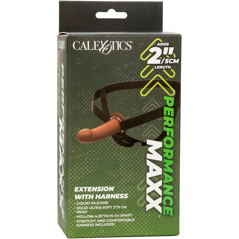 CALEXOTICS - PERFORMANCE MAXX EXTENSIÓN CON ARNÉS PIEL MORENO - Nuvica