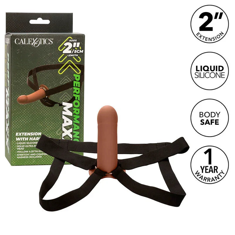 CALEXOTICS - PERFORMANCE MAXX EXTENSIÓN CON ARNÉS PIEL MORENO - Nuvica