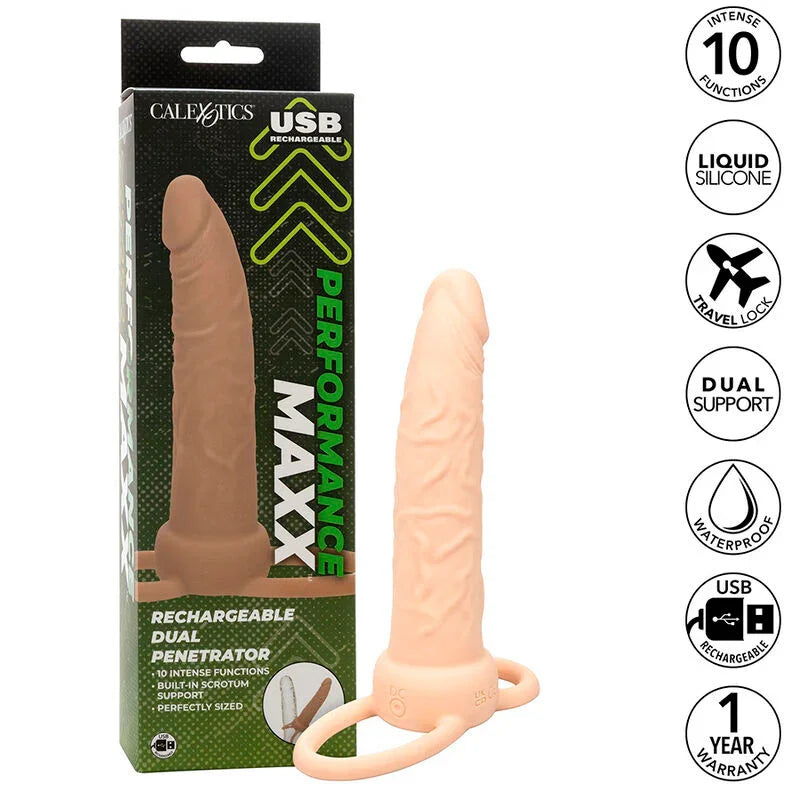 CALEXOTICS - PERFORMANCE MAXX DOBLE PENETRADOR RECARGABLE PIEL CLARO - Nuvica