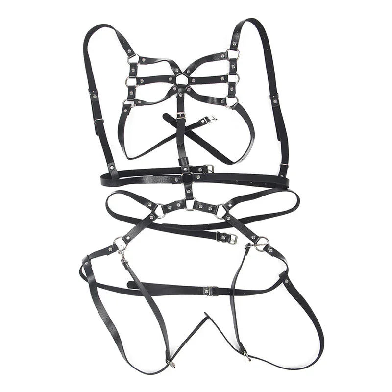 SUBBLIME - ARNÉS DE CUERPO CORREAS AJUSTABLE CUERO NEGRO TALLA ÚNICA - Nuvica