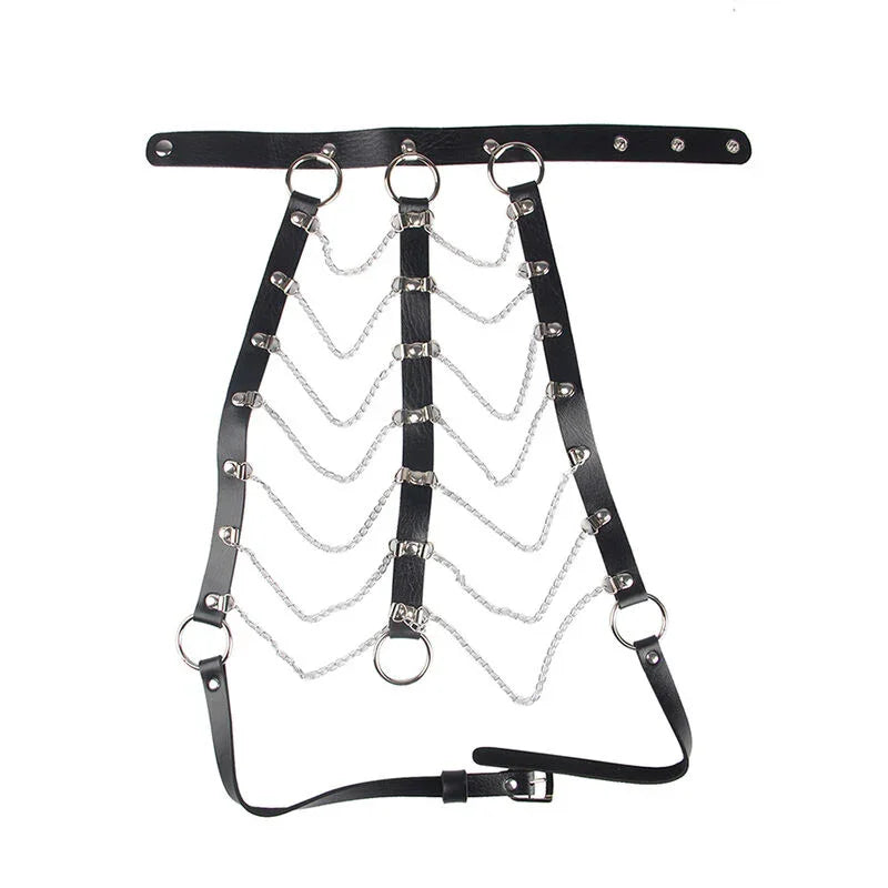 SUBBLIME - ARNÉS DE PECHO CADENAS CUERO NEGRO TALLA ÚNICA - Nuvica