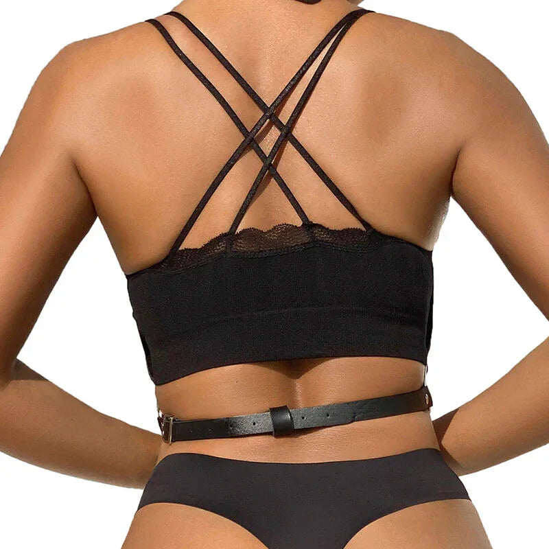 SUBBLIME - ARNÉS DE PECHO CADENAS CUERO NEGRO TALLA ÚNICA - Nuvica