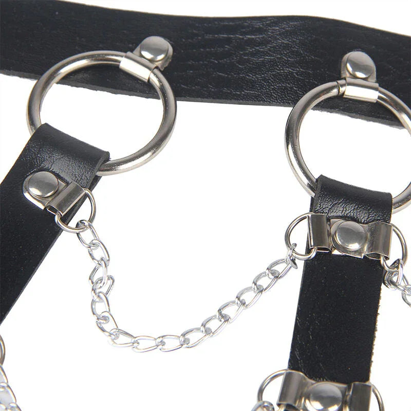 SUBBLIME - ARNÉS DE PECHO CADENAS CUERO NEGRO TALLA ÚNICA - Nuvica