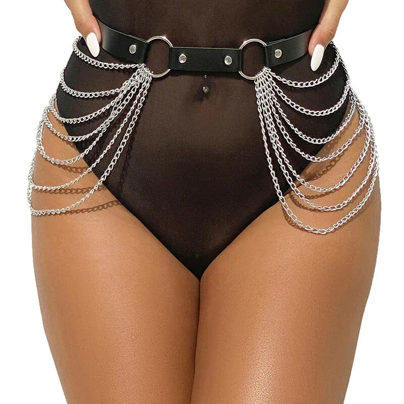 SUBBLIME - CINTURÓN DE CADENAS CUERO NEGRO TALLA ÚNICA - Nuvica