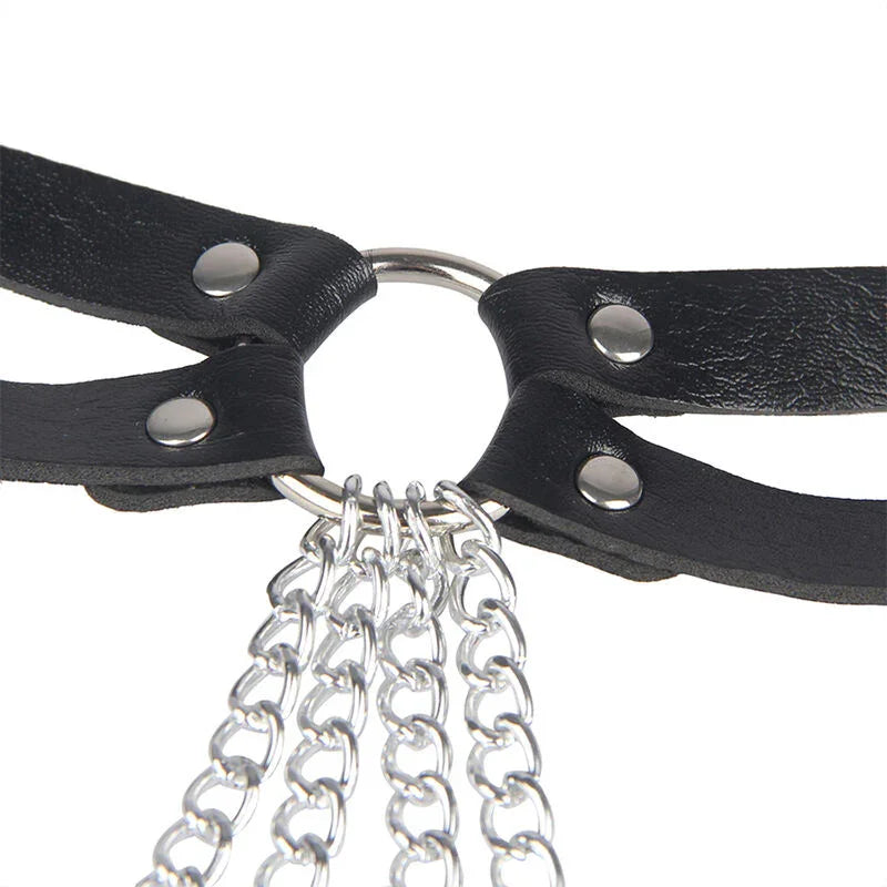 SUBBLIME - CINTURON DE CADENAS ANILLAS CUERO NEGRO TALLA ÚNICA - Nuvica