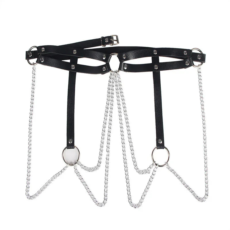 SUBBLIME - CINTURON DE CADENAS ANILLAS CUERO NEGRO TALLA ÚNICA - Nuvica