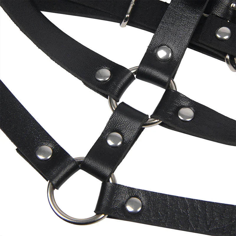SUBBLIME - ARNÉS DE PECHO ANILLAS DE CUERO NEGRO TALLA ÚNICA - Nuvica
