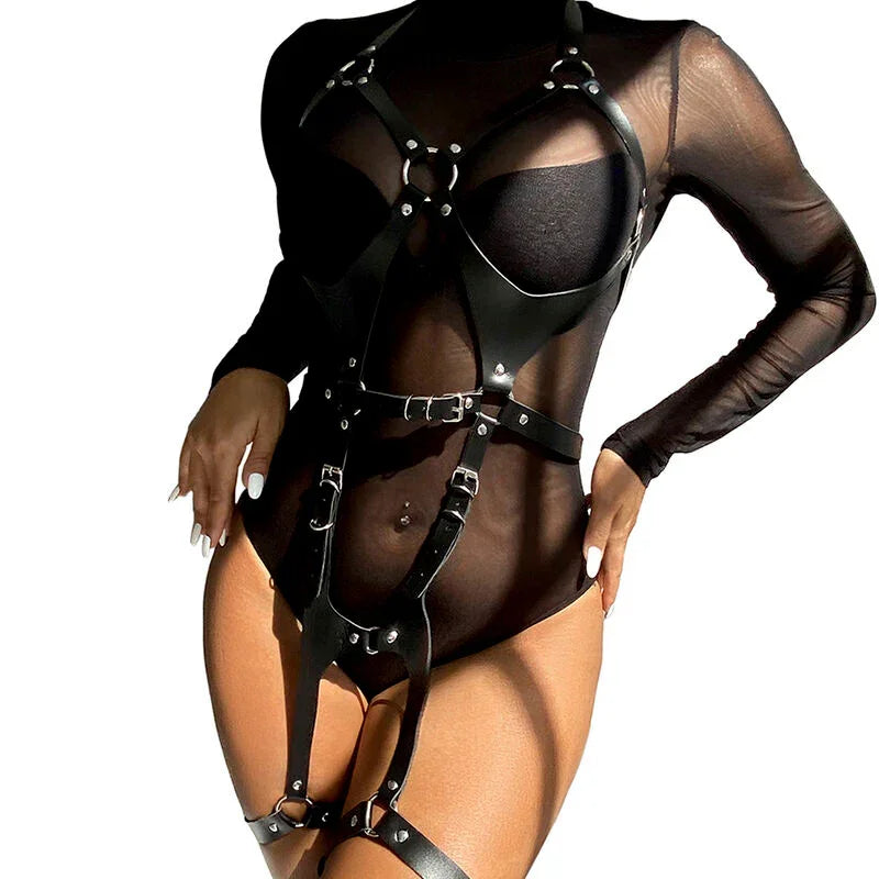 SUBBLIME - ARNÉS CUERPO ENTERO CON HEBILLAS CUERO NEGRO TALLA ÚNICA - Nuvica