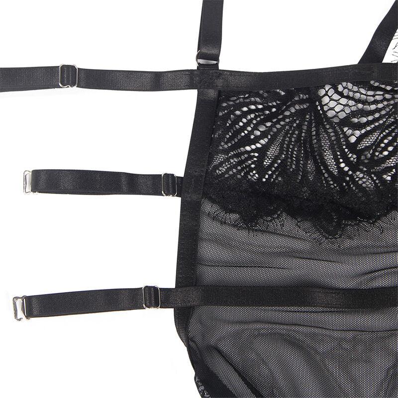 SUBBLIME - BABYDOLL CON TIRANTES AJUSTABLES DE ENCAJE NEGRO S/M - Nuvica