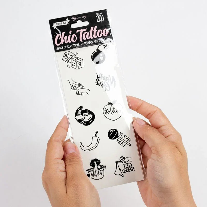 SECRET PLAY - SET DE 10 TATTOOS TEMPORALES SPICY COLLECTION - Nuvica