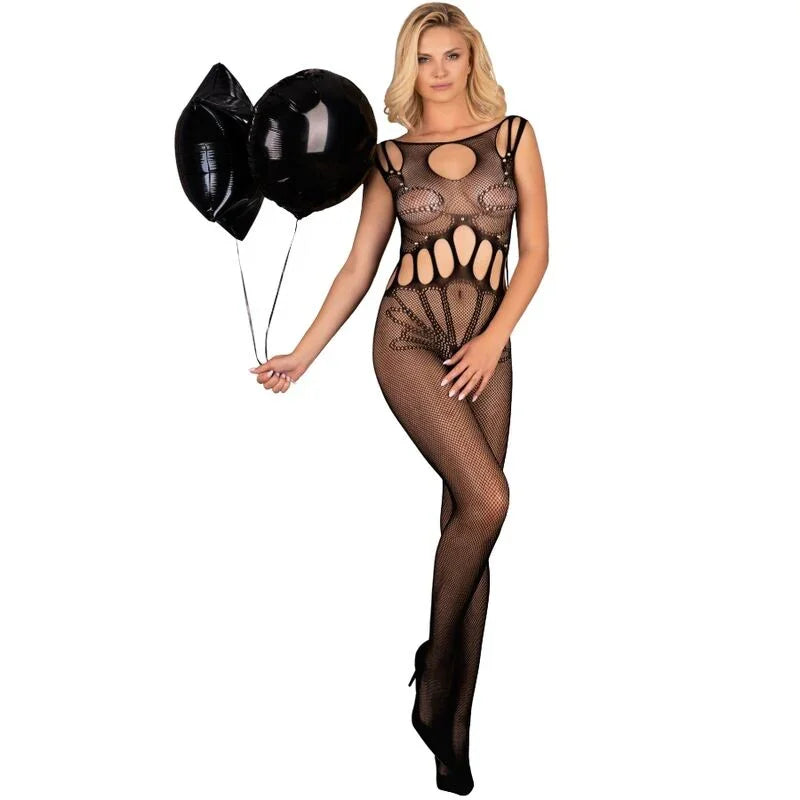 LIVCO CORSETTI FASHION - AMAHIL BODYSTOCKING CROTCHLESS NEGRO TALLA ÚNICA - Nuvica