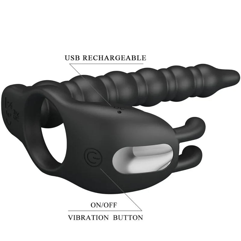 PRETTY LOVE - BLACKNEY ANILLO PENE CON PLUG VIBRADOR NEGRO - Nuvica
