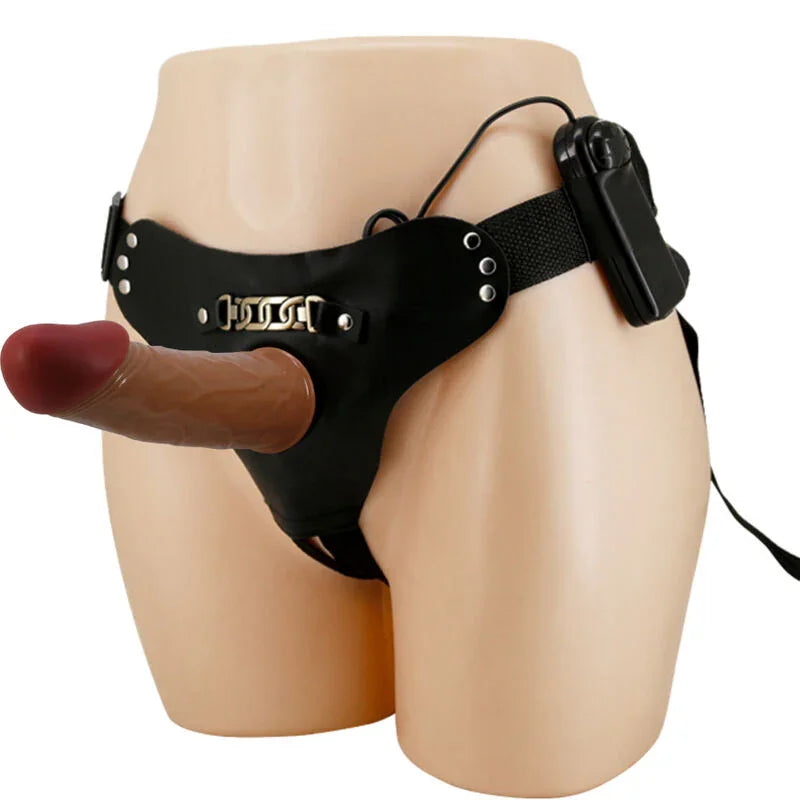 PRETTY LOVE - STARKS HARNESS BRIEFS VIBRACIÓN MULTI-VELOCIDAD DILDO 17,5 CM MULATO - Nuvica