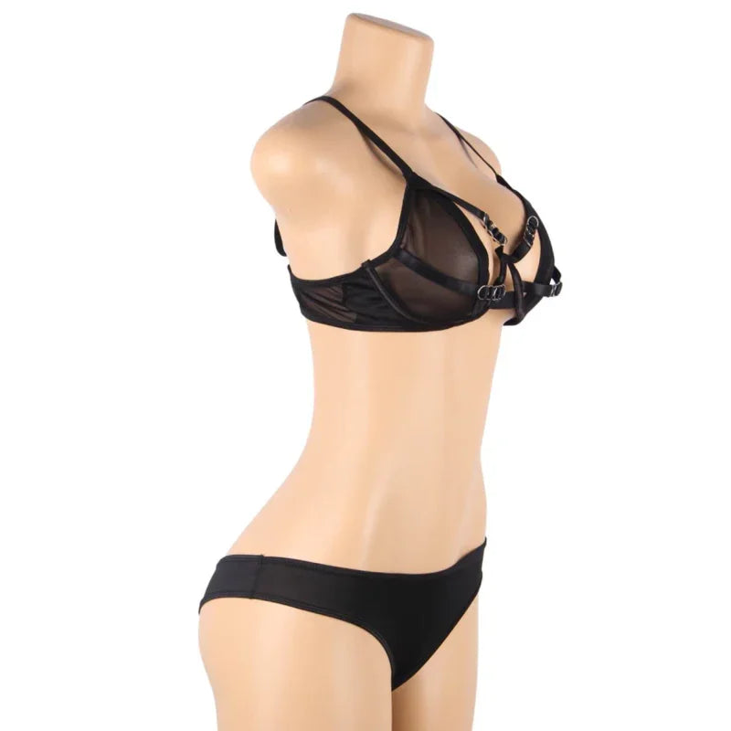 SUBBLIME - SET DOS PIEZAS SUJETADOR TRANSPARENCIAS Y TIRAS S/M - Nuvica