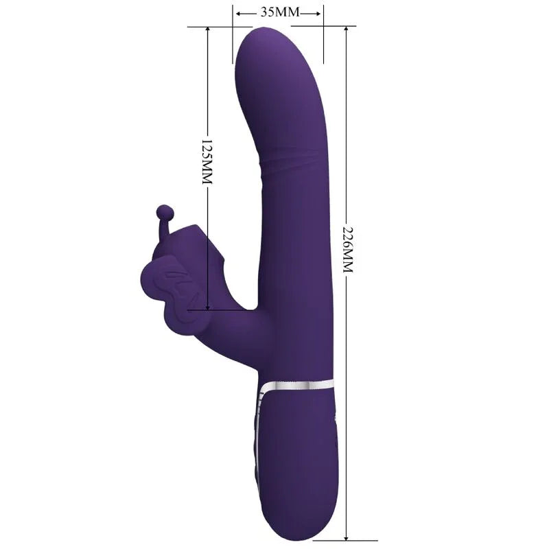 PRETTY LOVE - VIBRADOR RABBIT MULTIFUNCIÓN 4 EN 1 MARIPOSA MORADO - Nuvica