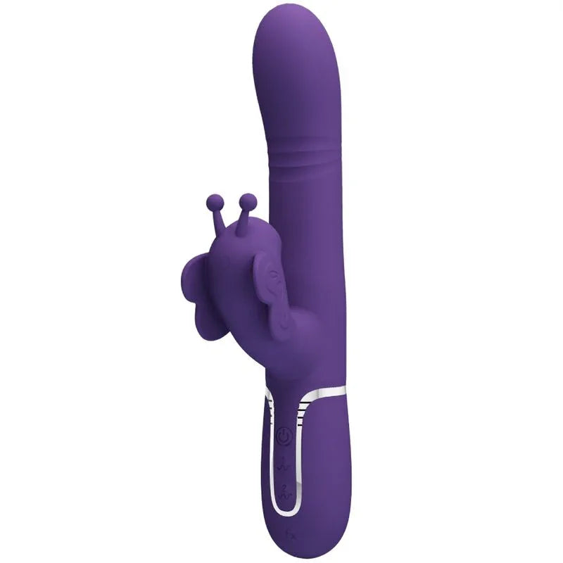 PRETTY LOVE - VIBRADOR RABBIT MULTIFUNCIÓN 4 EN 1 MARIPOSA MORADO - Nuvica