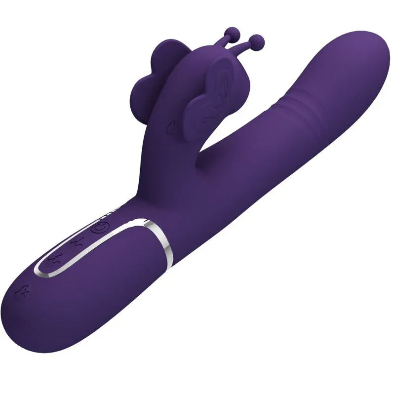PRETTY LOVE - VIBRADOR RABBIT MULTIFUNCIÓN 4 EN 1 MARIPOSA MORADO - Nuvica