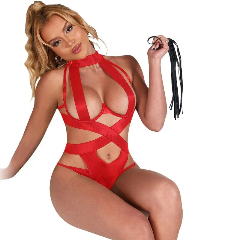SUBBLIME - BODY HALTER SEXY CON ARNÉS ROJO S/M - Nuvica