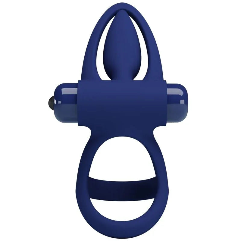 PRETTY LOVE - MAT DOBLE ANILLO CON VIBRACIÓN & ESTIMULADOR AZUL - Nuvica