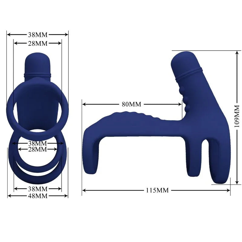 PRETTY LOVE - ELISH ANILLO VIBRADOR CON EXTENSIÓN AZUL - Nuvica