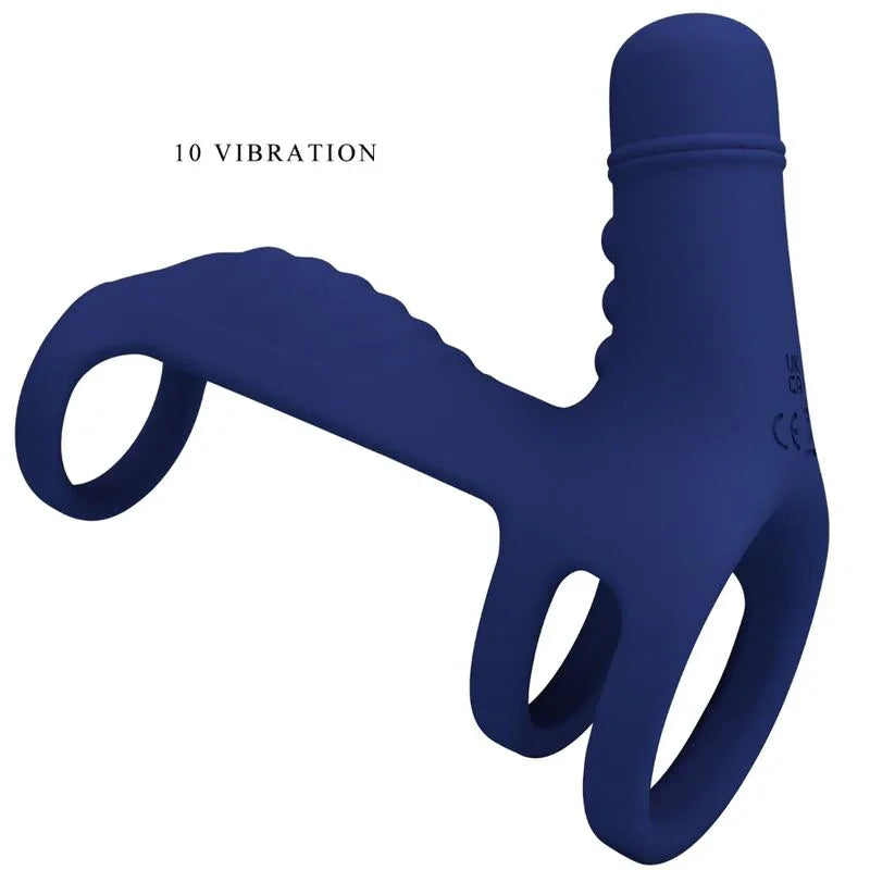 PRETTY LOVE - ELISH ANILLO VIBRADOR CON EXTENSIÓN AZUL - Nuvica