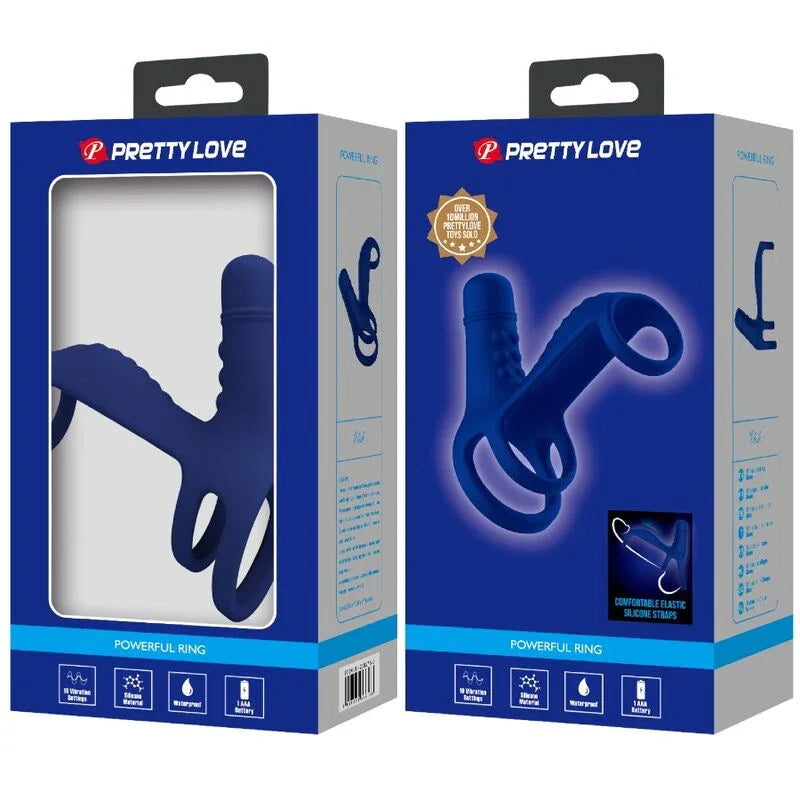 PRETTY LOVE - ELISH ANILLO VIBRADOR CON EXTENSIÓN AZUL - Nuvica