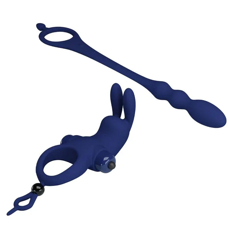 PRETTY LOVE - AYAD ANILLO VIBRADOR RABBIT CON PLUG AZUL - Nuvica