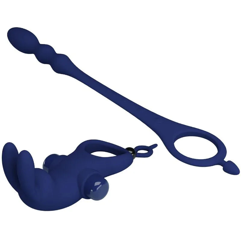 PRETTY LOVE - AYAD ANILLO VIBRADOR RABBIT CON PLUG AZUL - Nuvica