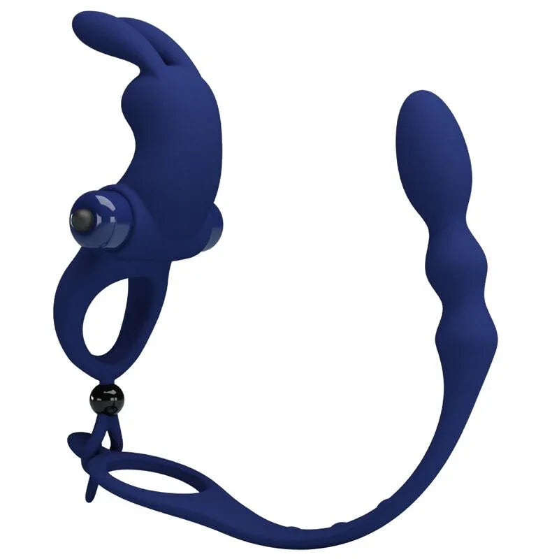 PRETTY LOVE - AYAD ANILLO VIBRADOR RABBIT CON PLUG AZUL - Nuvica