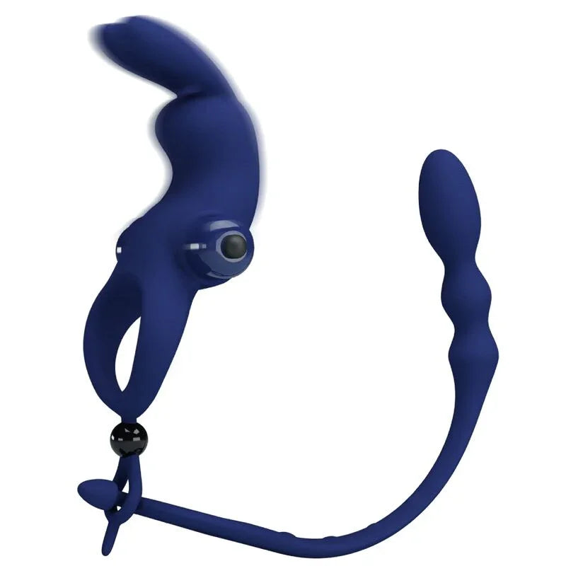 PRETTY LOVE - AYAD ANILLO VIBRADOR RABBIT CON PLUG AZUL - Nuvica