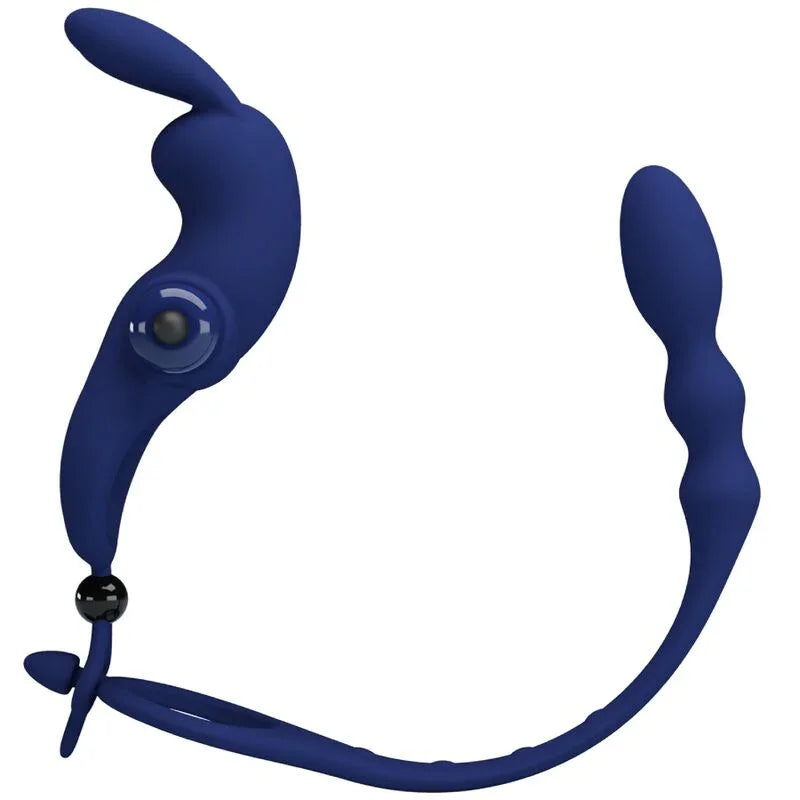 PRETTY LOVE - AYAD ANILLO VIBRADOR RABBIT CON PLUG AZUL - Nuvica