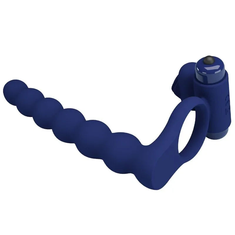 PRETTY LOVE - AJMAL ANILLO VIBRADOR CON PLUG AZUL - Nuvica