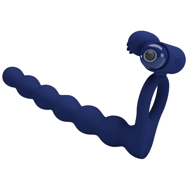 PRETTY LOVE - AJMAL ANILLO VIBRADOR CON PLUG AZUL - Nuvica