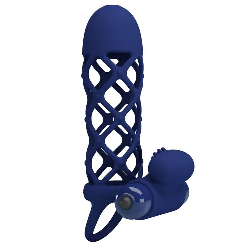 PRETTY LOVE - GIANN ANILLO VIBRADOR CON FUNDA DE SILICONA AZUL - Nuvica