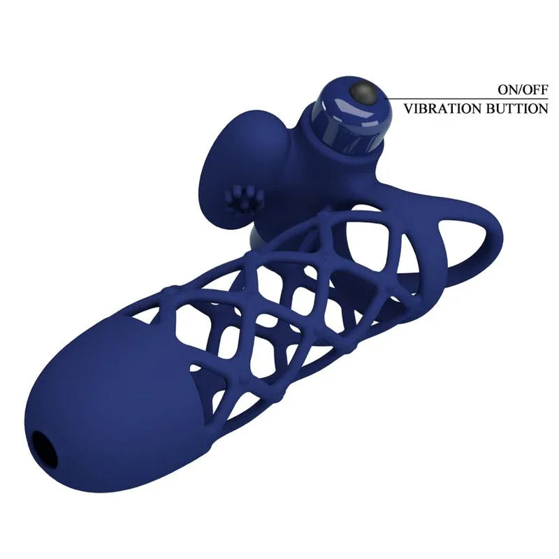 PRETTY LOVE - GIANN ANILLO VIBRADOR CON FUNDA DE SILICONA AZUL - Nuvica