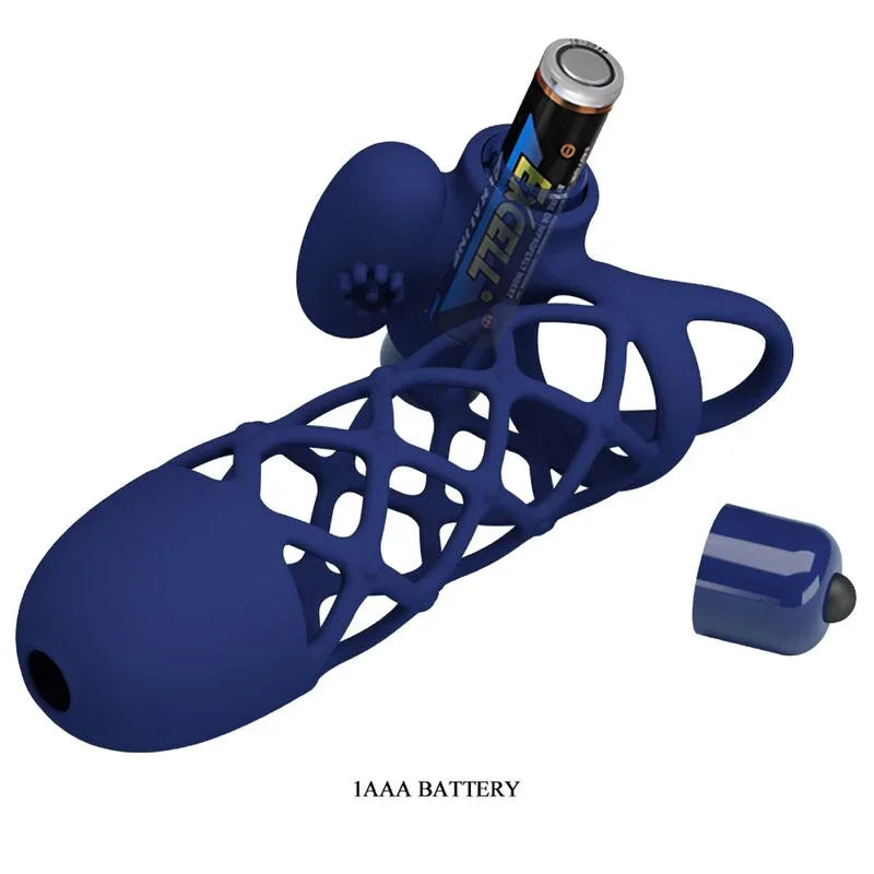 PRETTY LOVE - GIANN ANILLO VIBRADOR CON FUNDA DE SILICONA AZUL - Nuvica