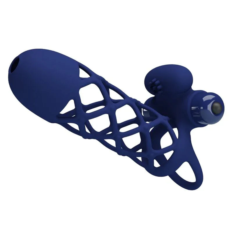 PRETTY LOVE - GIANN ANILLO VIBRADOR CON FUNDA DE SILICONA AZUL - Nuvica