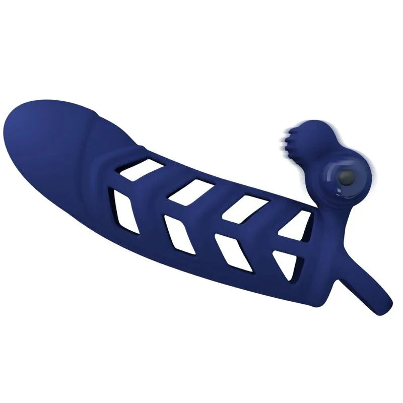 PRETTY LOVE - ALTAF ANILLO VIBRADOR CON FUNDA DE SILICONA AZUL - Nuvica