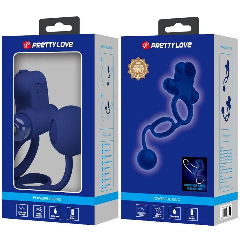 PRETTY LOVE - REMINGTON DOBLE ANILLO VIBRADOR CON PLUG AZUL - Nuvica