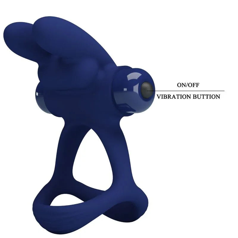 PRETTY LOVE - FRANCISCO DOBLE ANILLO VIBRADOR RABBIT AZUL - Nuvica