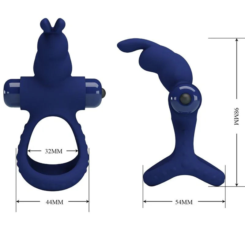 PRETTY LOVE - LUCHITO DOBLE ANILLO VIBRADOR RABBIT AZUL - Nuvica