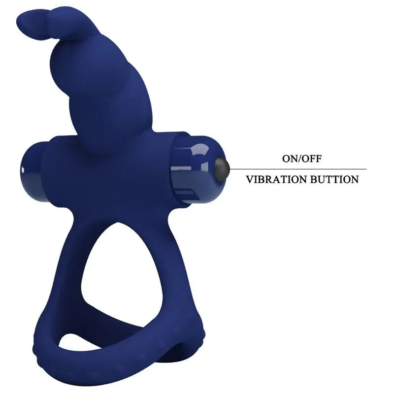 PRETTY LOVE - LUCHITO DOBLE ANILLO VIBRADOR RABBIT AZUL - Nuvica
