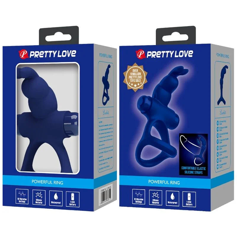 PRETTY LOVE - LUCHITO DOBLE ANILLO VIBRADOR RABBIT AZUL - Nuvica
